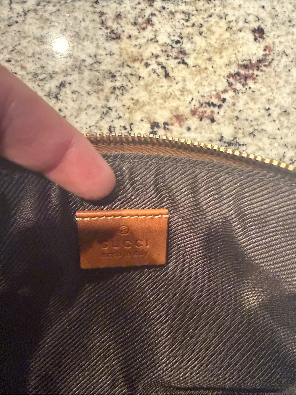 Gucci Pink Satin GG Canvas with Brown Leather Trim